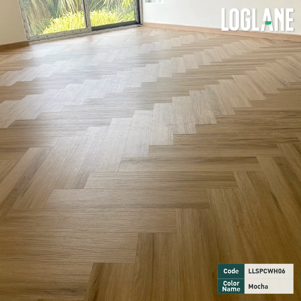 ผลงานปูพื้นกระเบื้องลายไม้ (ก้างปลา)