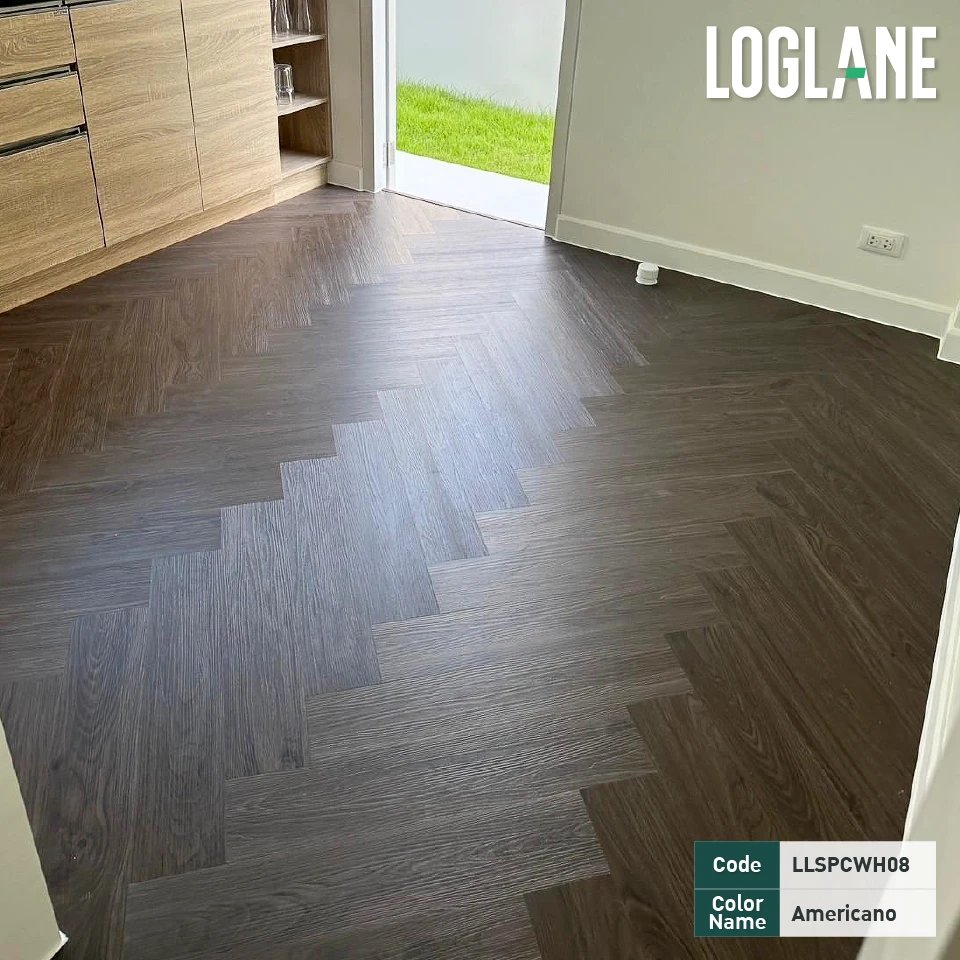 ผลงานปูพื้นกระเบื้องลายไม้ (ก้างปลา)