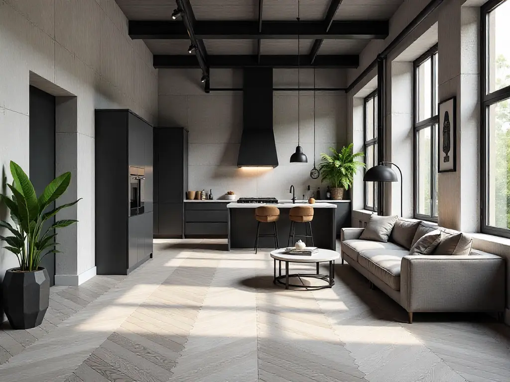 พื้นไม้ลายก้างปลา สี Ash Grey