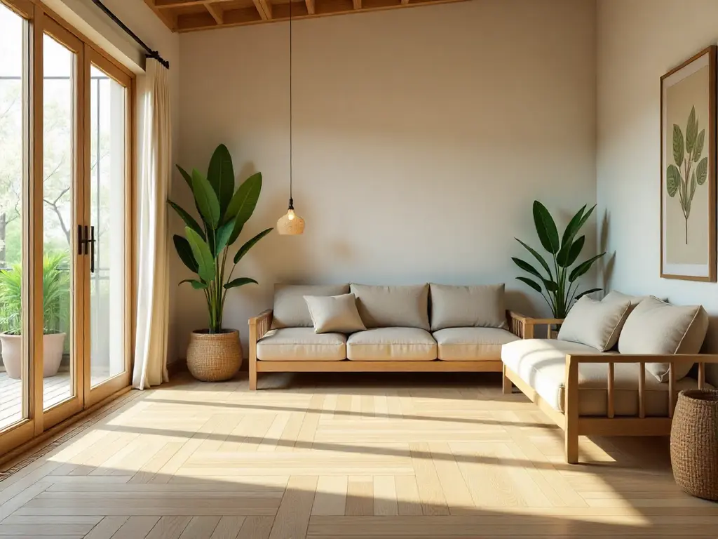 พื้นไม้ลายก้างปลา สีโอ๊คธรรมชาติ